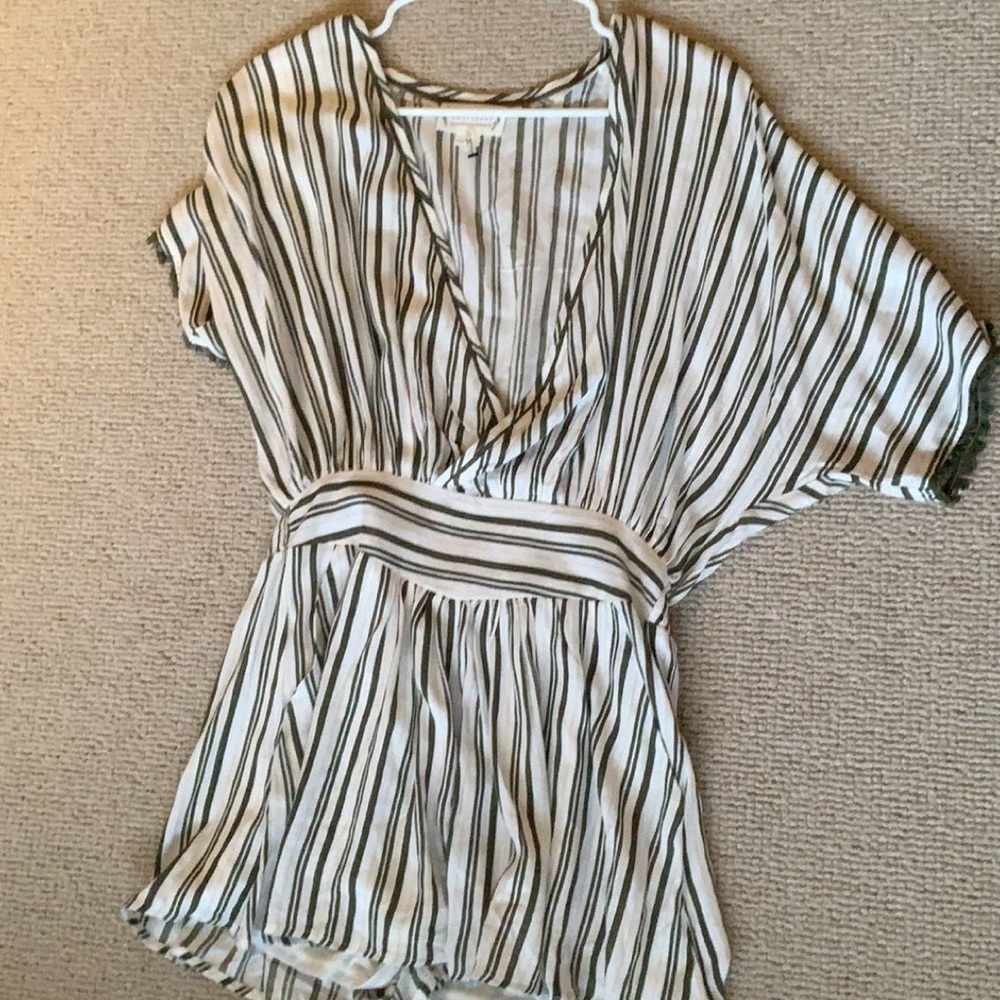 green and white striped romper